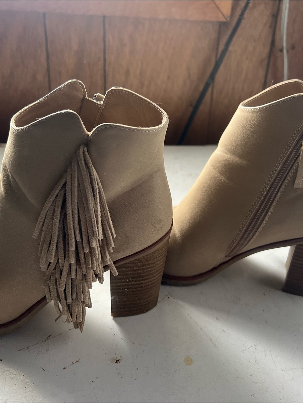 MIA Tan Suede Tassel Ankle Boots